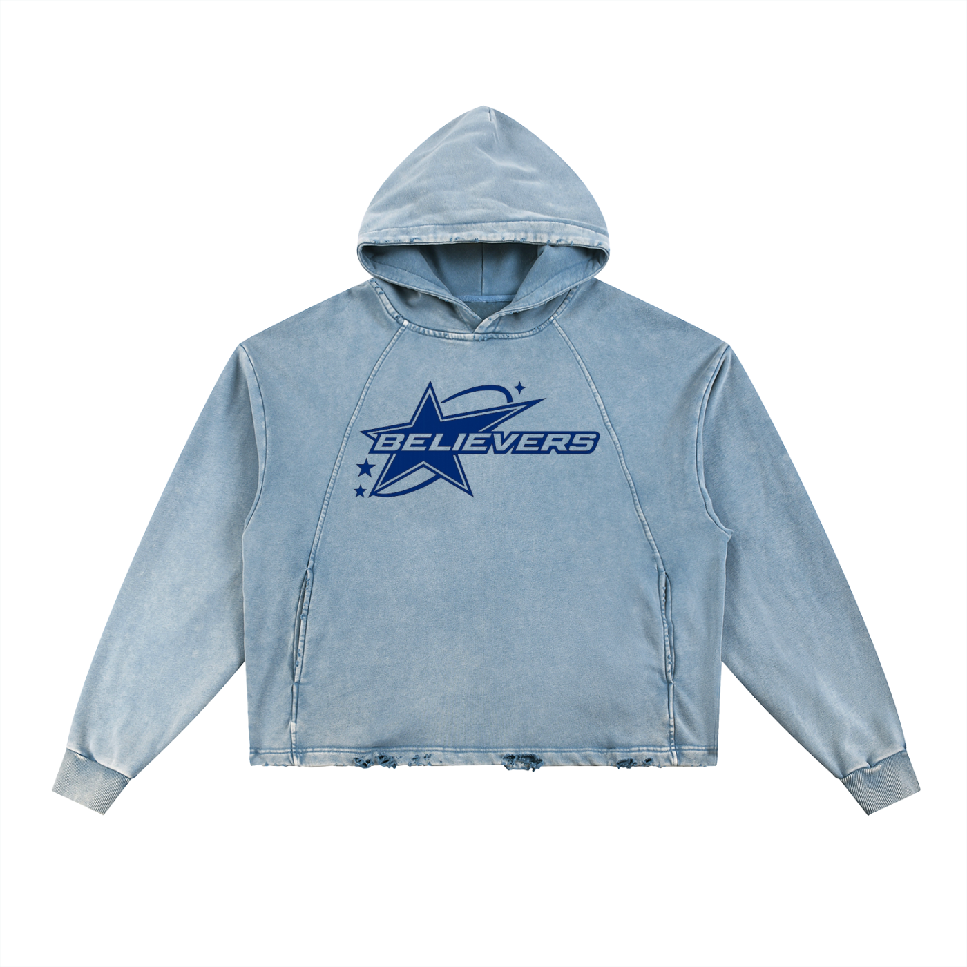 Believers Vintage Washed Frayed-Hem Hoodie