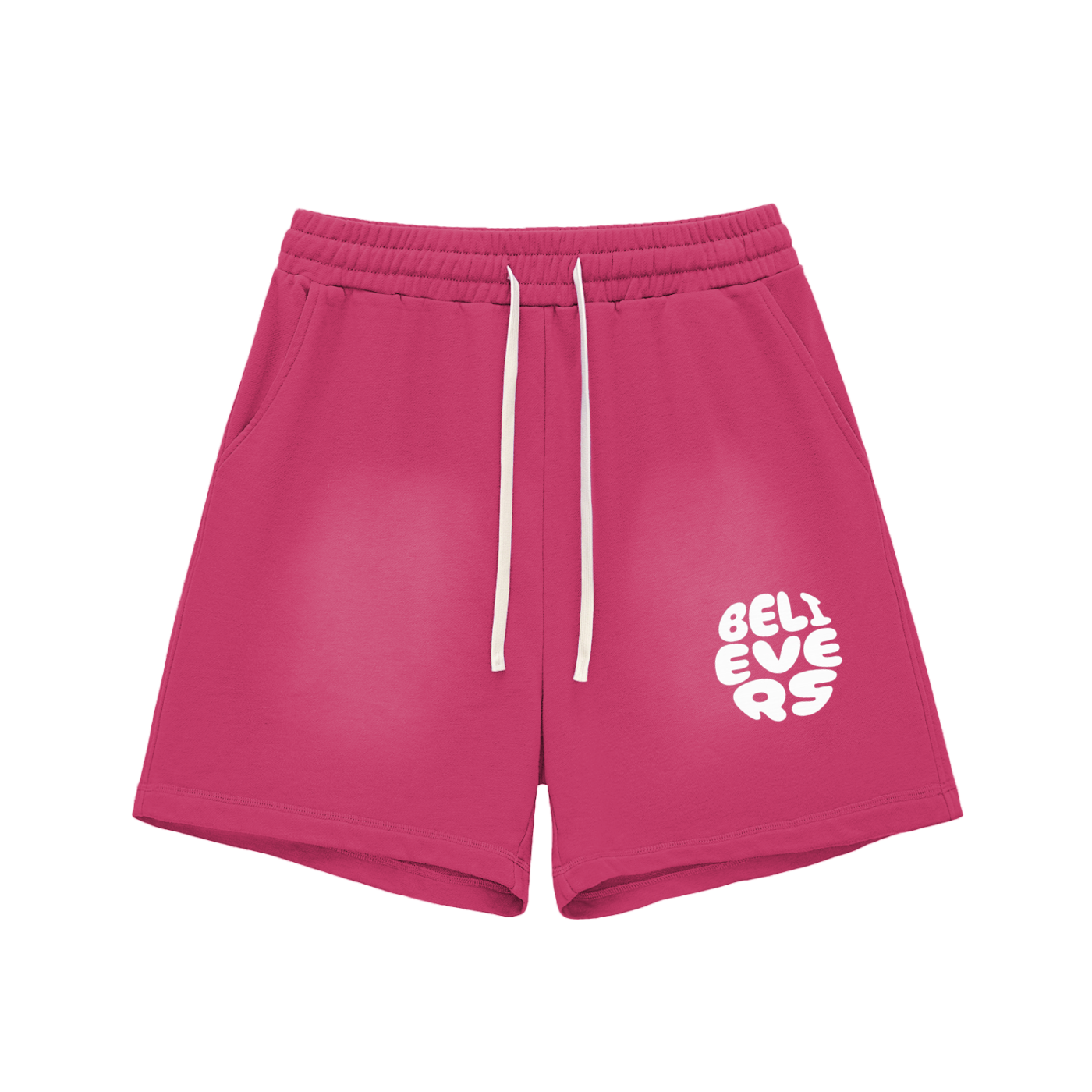 Believers Sun Fade Raw Edge Cotton Shorts