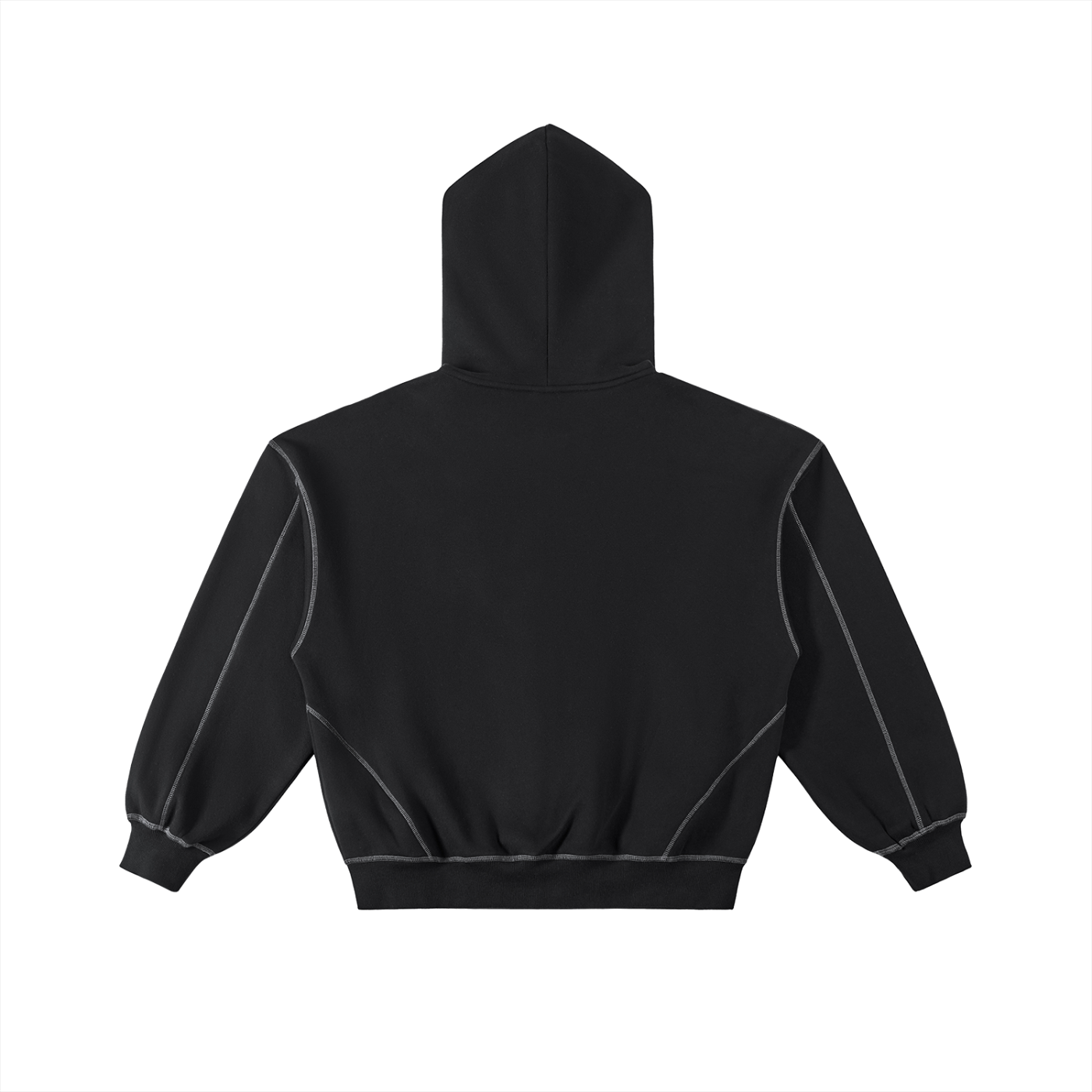Believers Contrast-Stitched Boxy Fleece Zip Hoodie