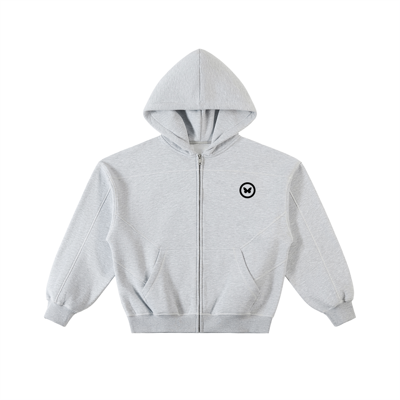 Believers Contrast-Stitched Boxy Fleece Zip Hoodie